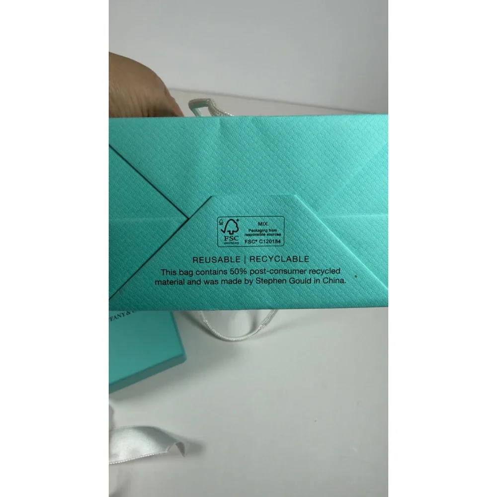 Tiffany & Co. Jewelry Box Shopping Bag Ribbon Set Blue Good Packaging